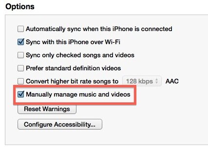 Come gestire manualmente musica iphone